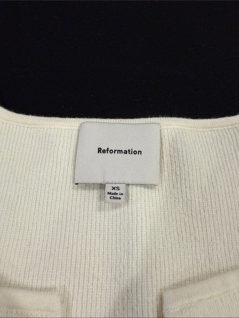 Reformation Cream Ribbed Split-V Tank Top - Picture 3 of 3